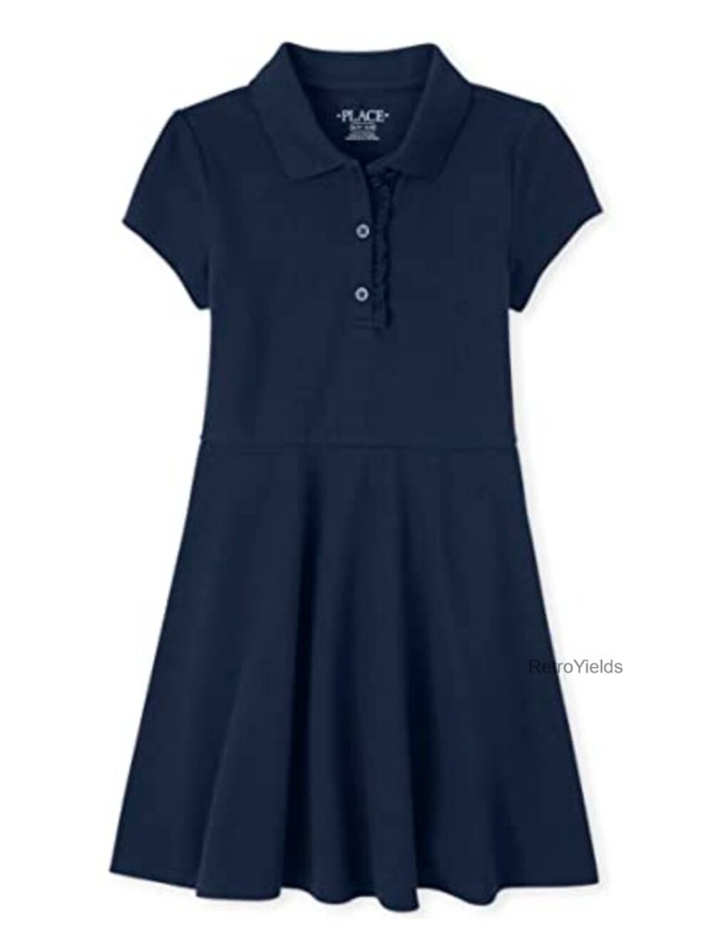 Girls Pique Polo Dress with Button Placket School